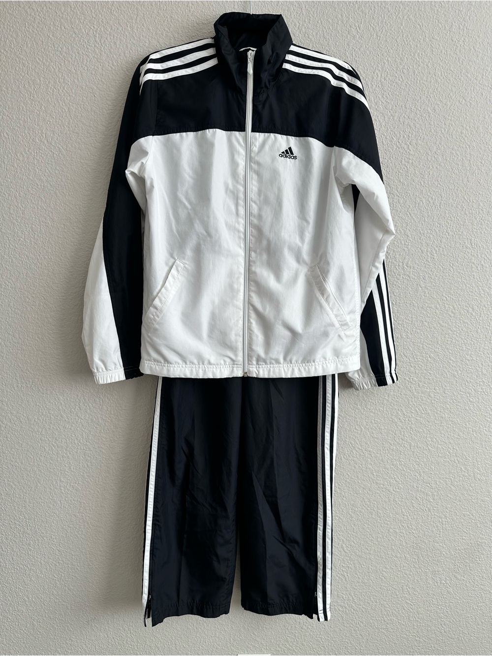 adidas small Black and White Colorblock Track Jacket & Pants